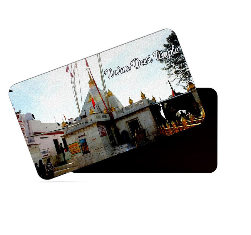dhcrafts Rectangular Rubber Fridge Magnet / Magnetic Card Multicolor Himachal Pradesh Naina Devi Temple Design Pack of 1 (8.6cm x 5.4cm)